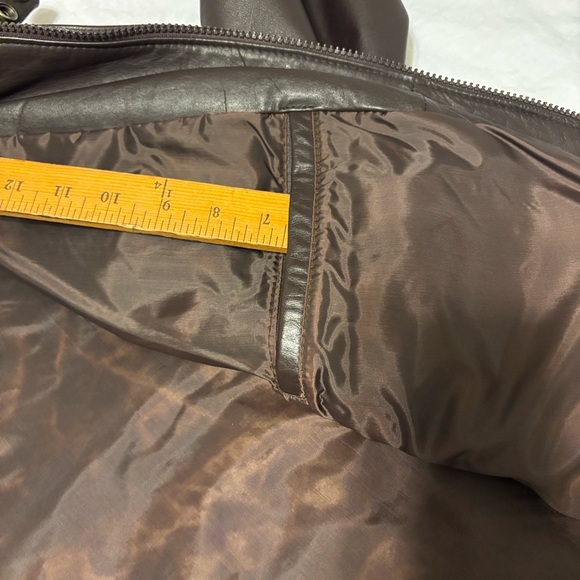 Members Only Dark Brown leather Bomber Jacket - Picture 12 of 15